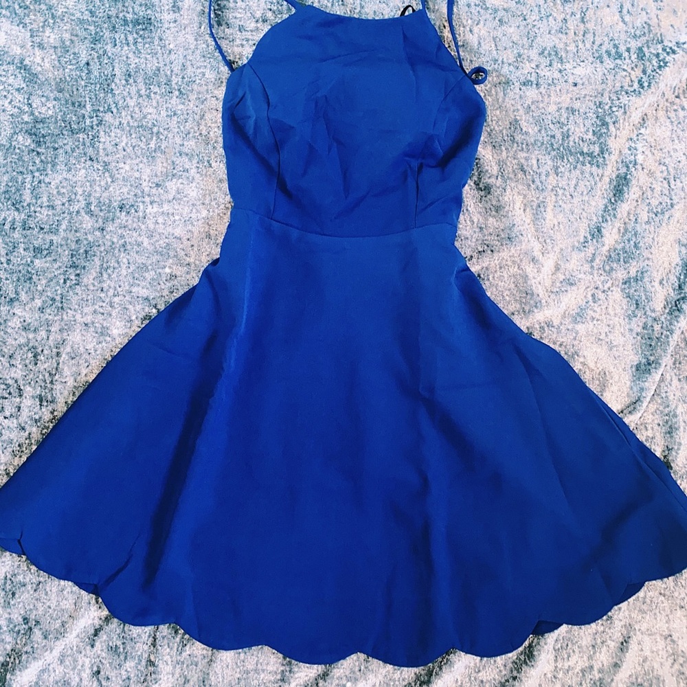 Play on Curves Royal Blue Backless Dress